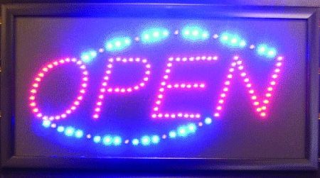 Wall Art Neon LED Open Sign 10x19 Red/Blue