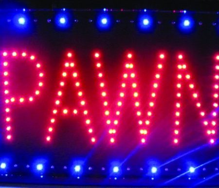 Pawn LED Sign 13in x 24 in Red and Blue