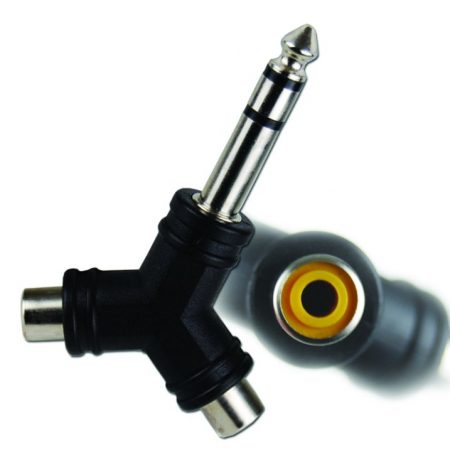 Y Adapter from RCA to 1/4in Stereo Plug