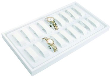 18 Watch Display Tray White Leatherette