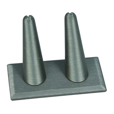 Double Ring Disp Steel Gray Faux Leather