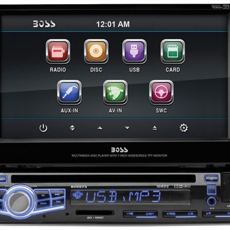 Boss Din 7-Up Flip TS LCD Receiver