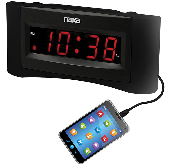 Naxa Alarm Clock Radio USB Charger AUX