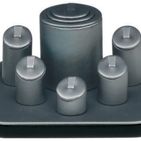 6 Ring Display Steel Grey Faux Blk Trim