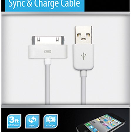 3ft 30 pin Sync&Charge Cable MFI White