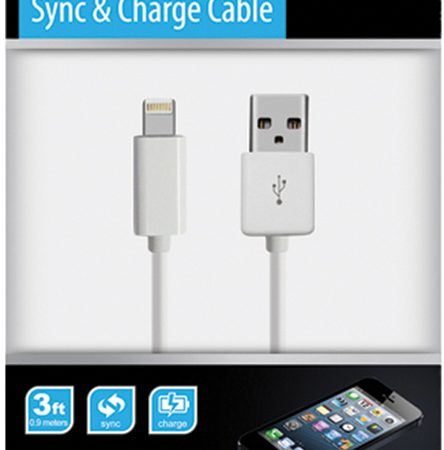3ft Wht 8 Pin MFI Sync&Charge Cable