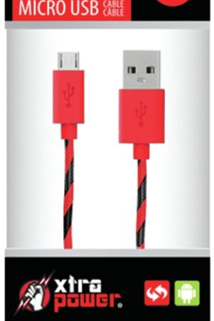 6ft Braided Mesh Micro USB Cable Red/Blk