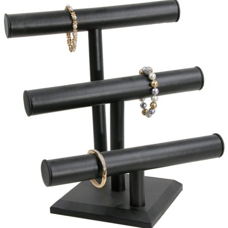 Leatherette 3-Tier T Bar Black