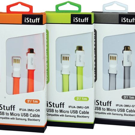 iStuff Micro USB to USB Green Flat Cable