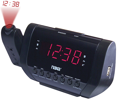 Projection Alarm Clock Radio USB Charger