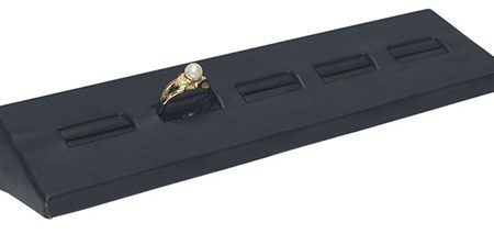 5 Slot Ring Stand Black Faux Leather