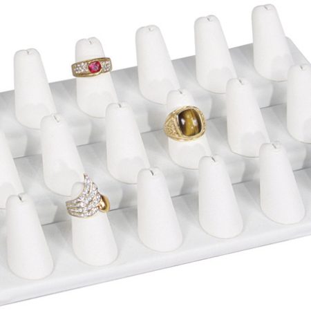Ring Display 18 Finger Whte Faux Leather