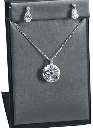 Lg Earring Display Steel Grey Blk Leathr