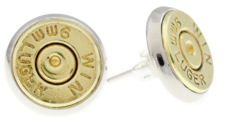 Bullet Stud Earrings 9mm-No Stone 1 Pair