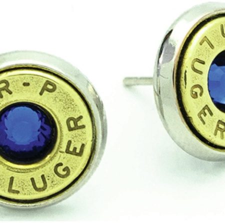 Bullet Stud Earrings 9mm Sapphire1 Pair