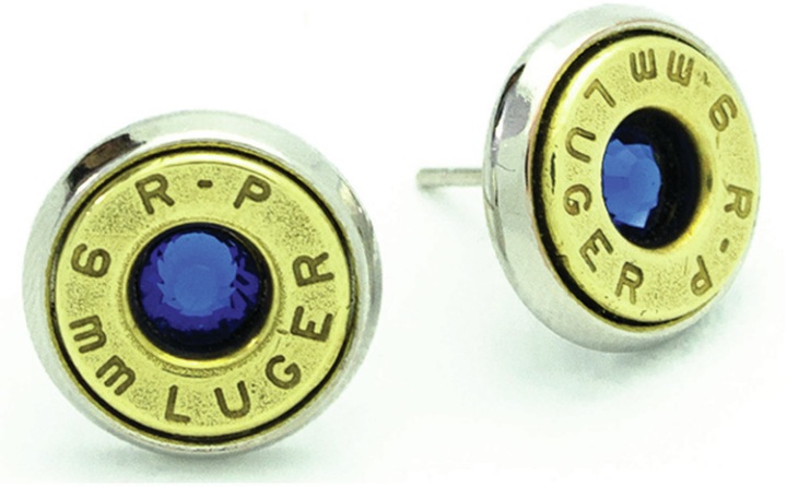 Bullet Stud Earrings 9mm Sapphire1 Pair