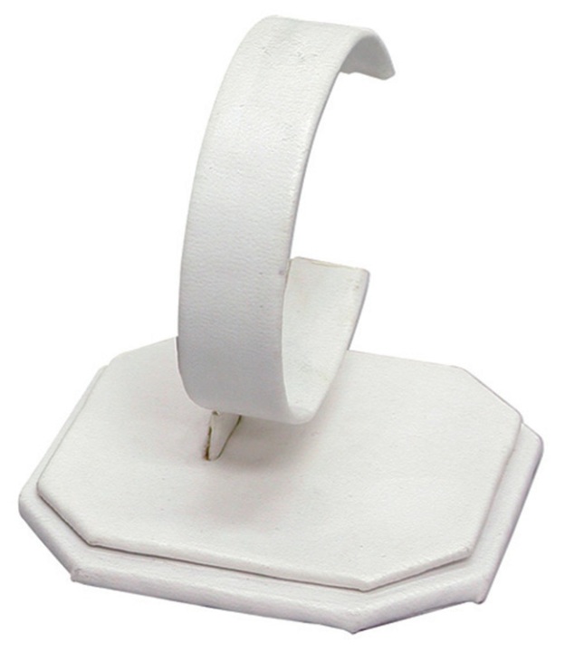 Faux leather watch display stand - White