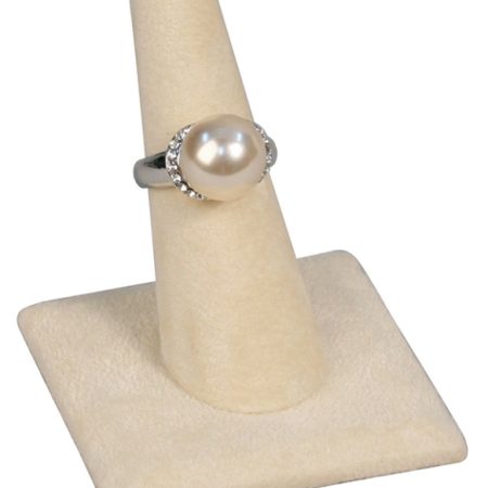 Finger ring stand; square base - beige
