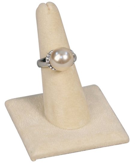Finger ring stand; square base - beige