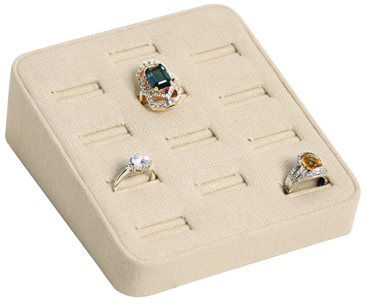 RING (12-slot) tray -natural linen Beige