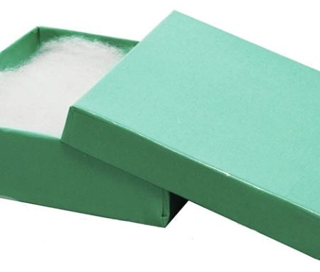 Teal Blue Box w/Cotton 3-1/2 x 3-1/2 x 1