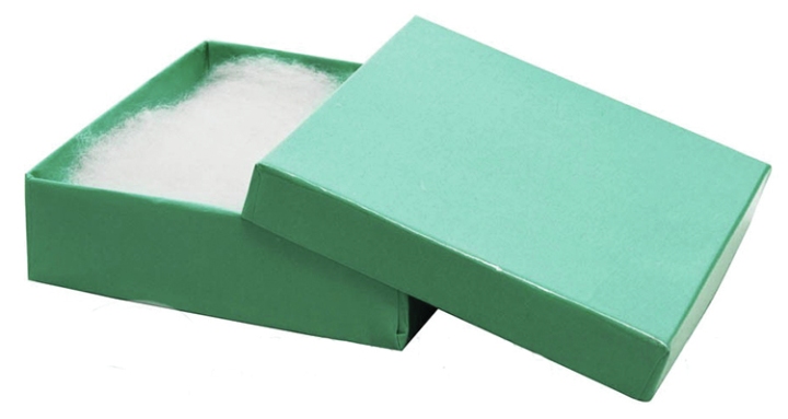 Teal Blue Box w/Cotton 3-1/2 x 3-1/2 x 1