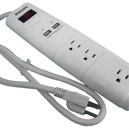 Philips Power Surge Strip 3-110v  2-USB