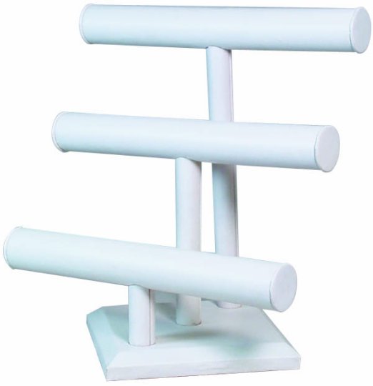 Leatherette 3-Tier T Bar White
