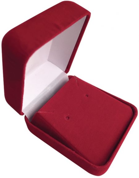 Red Plastic Velour Earring Box (613ERB)