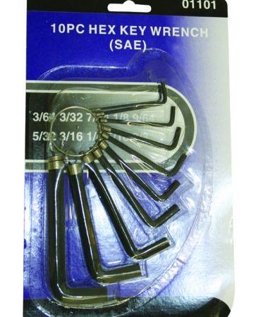 Hex Key Wrench 10 Pc Sae 5/64in-3/8inch
