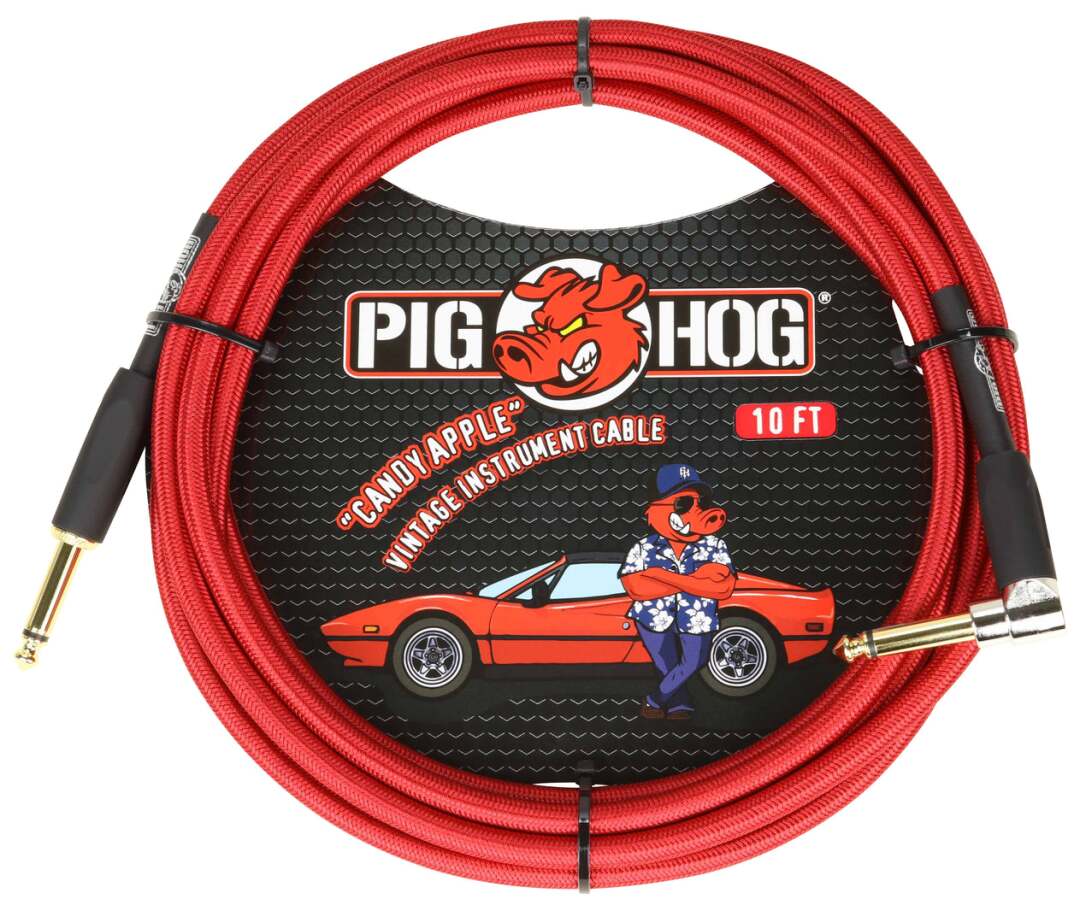 Pig Hog PCH10 Instrument Cable. 10' - Candy Apple Red Right