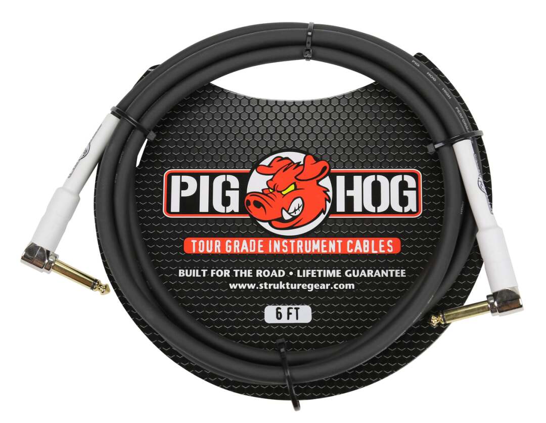 PIG HOG 6FT 1/4" RIGHT ANGLE - 1/4" RIGHT ANGLE 8MM INST. CABLE