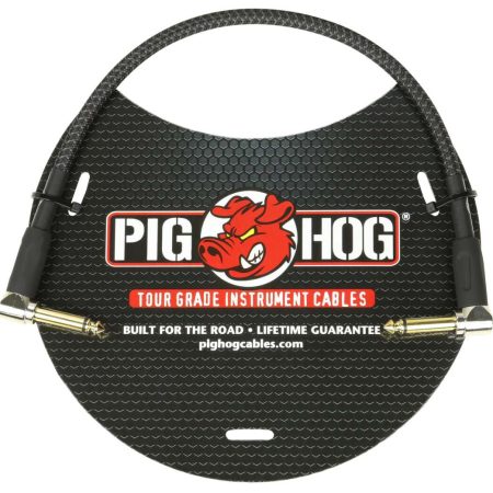 PIG HOG "BLACK WOVEN" 1FT RIGHT ANGLED PATCH CABLE