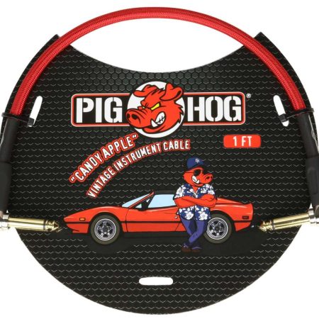 PIG HOG "CANDY APPLE RED" 1FT RIGHT ANGLED PATCH CABLE