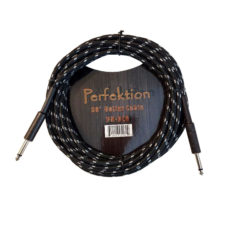 Perfektion PMB 20' Braided Instrument Cable Black & White