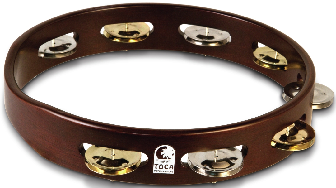 Toca Dark Wood Acacia Tambourine 10" Single Row