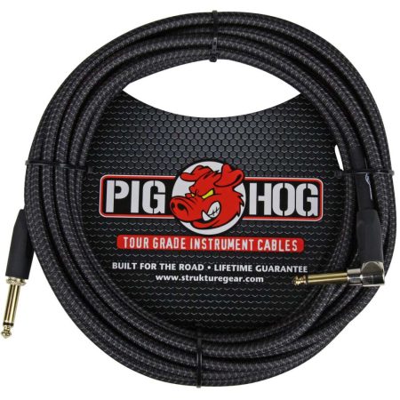 Pig Hog PCH20 Instrument Cable - Black Woven Right