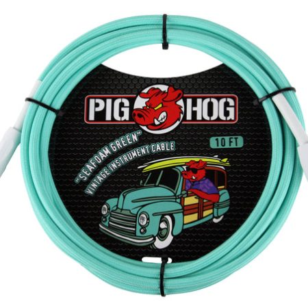 Pig Hog PCH10 Instrument Cable. 10' - Seafoam Green
