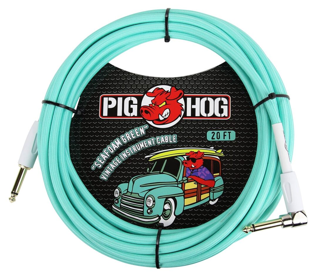 Pig Hog PCH20 Instrument Cable - Surf Green Right Angle