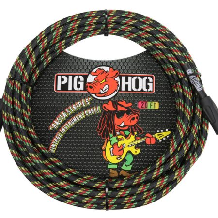 Pig Hog PCH20 Instrument Cable - Rasta Stripes