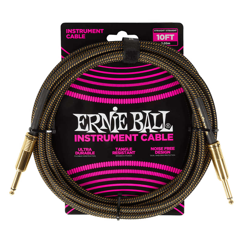 Ernie Ball P06428 Braided Instrument Cable Straight/Straight 10ft - Pa