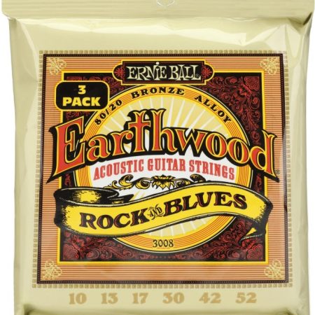 Earthwood Phosphor Bronze Acoustic Guitar Strings 10-52 Rock & Blues 3pk