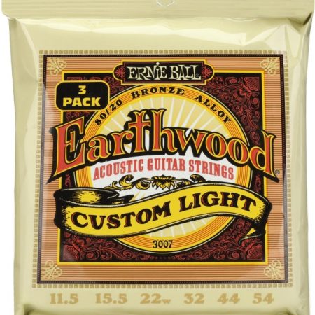 Earthwood Phosphor Bronze Acoustic Guitar Strings 11.5-54 Custom Light 3pk