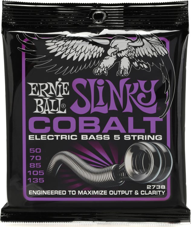 Ernie Ball Power Slinky Cobalt Electric Bass Guitar Strings - .050-.13
