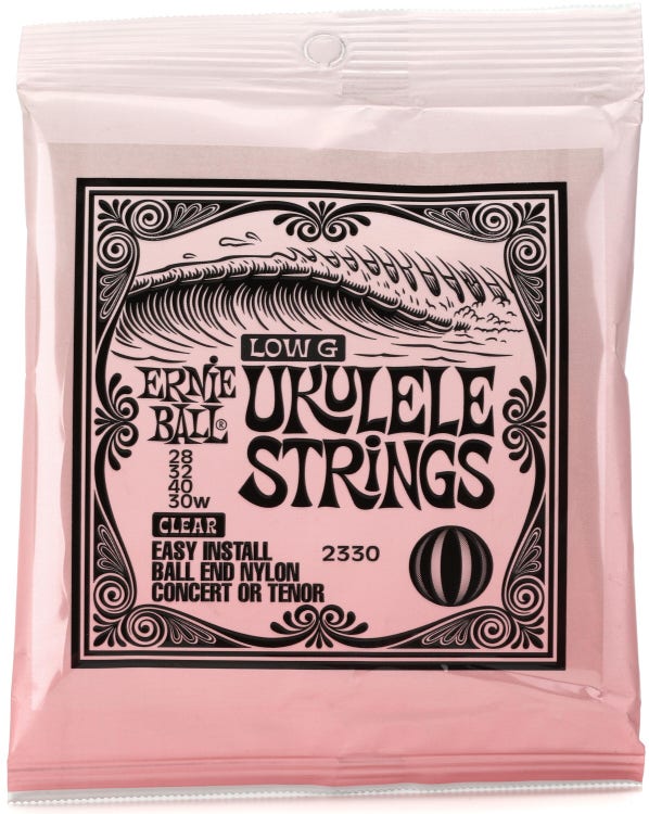 Ernie Ball 2330 Low G Ukulele Strings for Concert/Tenor - Clear Nylon,
