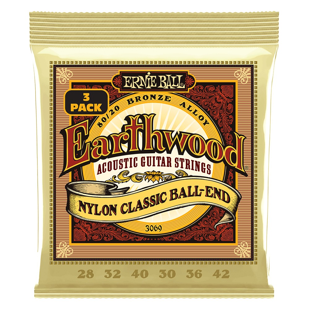 Earthwood 80/20 Bronze Nylon Ball End Folk/Classical Guitar Strings -