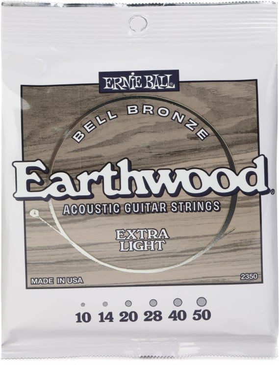 Ernie Ball Earthwood Bell Bronze Acoustic Guitar Strings - .010-.050 E