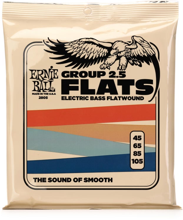 Ernie Ball 2805 Flatwound Long-scale Electric Bass Guitar Strings, .04
