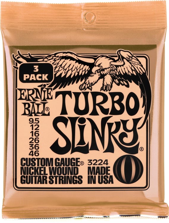 Ernie Ball 3224 Turbo Slinky Nickel Wound Electric Guitar Strings - .0