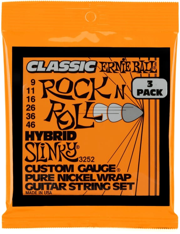 Ernie Ball 3252 Hybrid Slinky Classic Rock N Roll Electric Guitar Stri